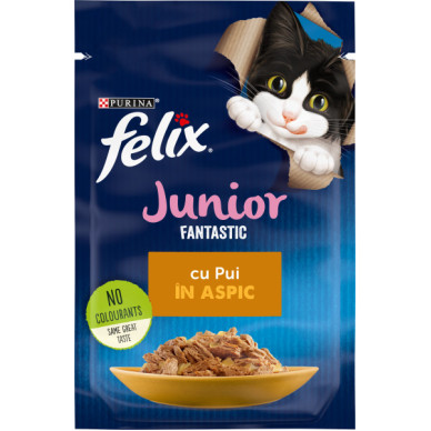 Felix Fantastic – Junior cu Pui în Aspic, Hrană Umedă pentru Pisici, 85 g